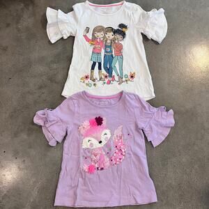 Tommy Bahama friend Isaac Mizrahi purple fox ruffle sleeve shirt bundle girl 5-6